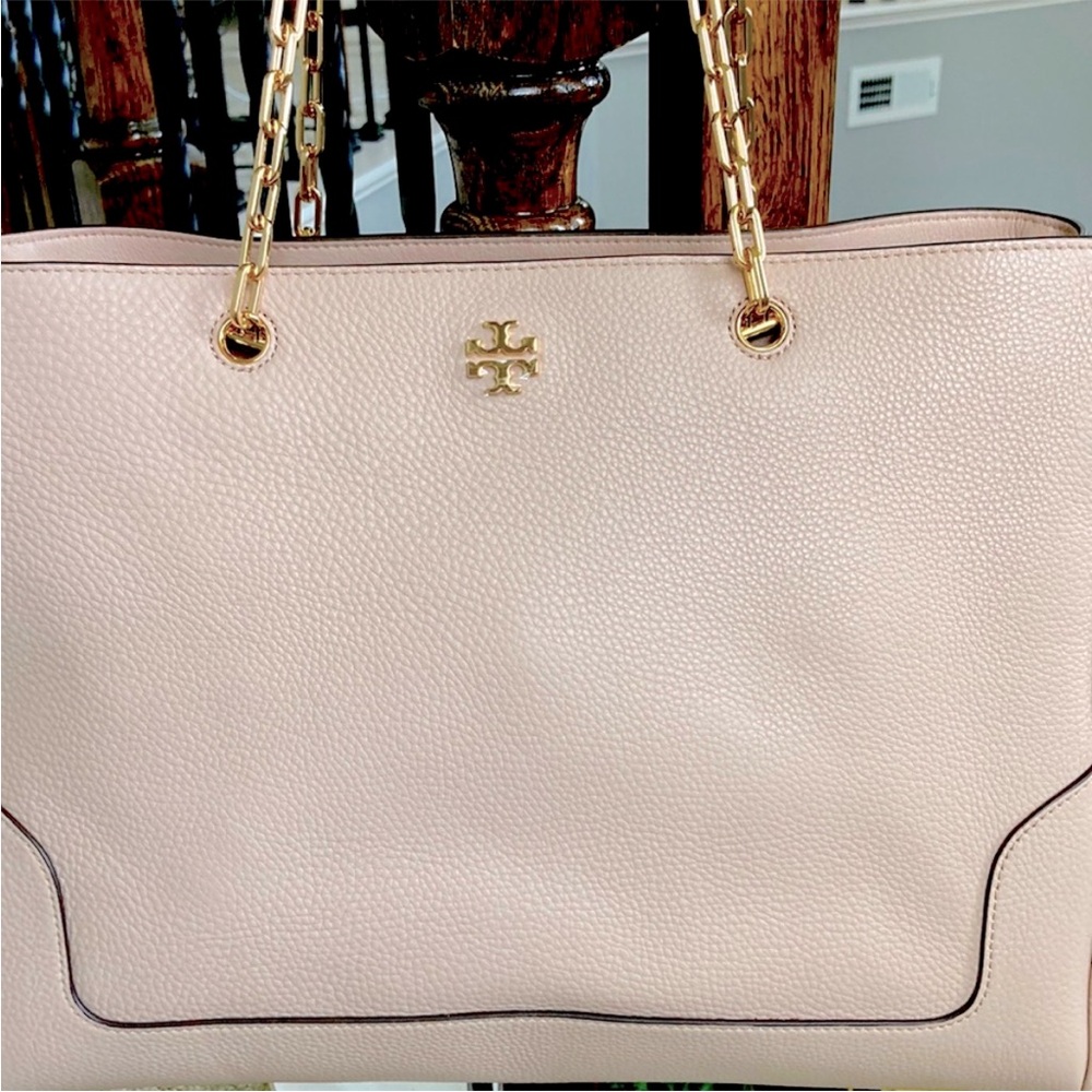Tory Burch Marsden Pebbled Leather Tote in Light Oak - Picture 4 of 14
